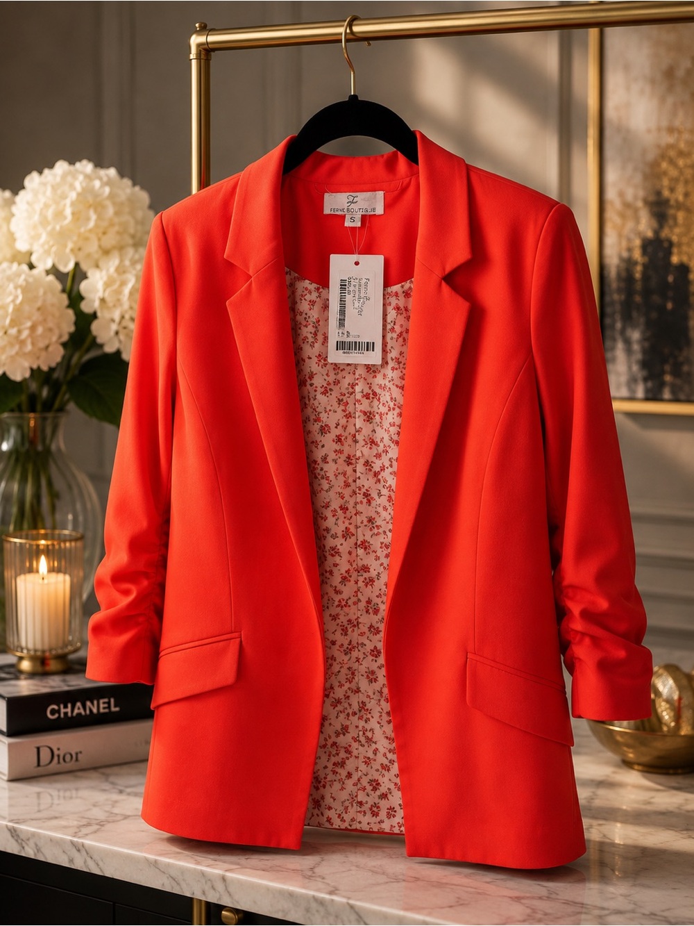 NWT Femme Tailored Orange/Red Blazer Jacket